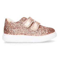 Zapatilla niña OKAA sin cordones en piel con GLITTER.