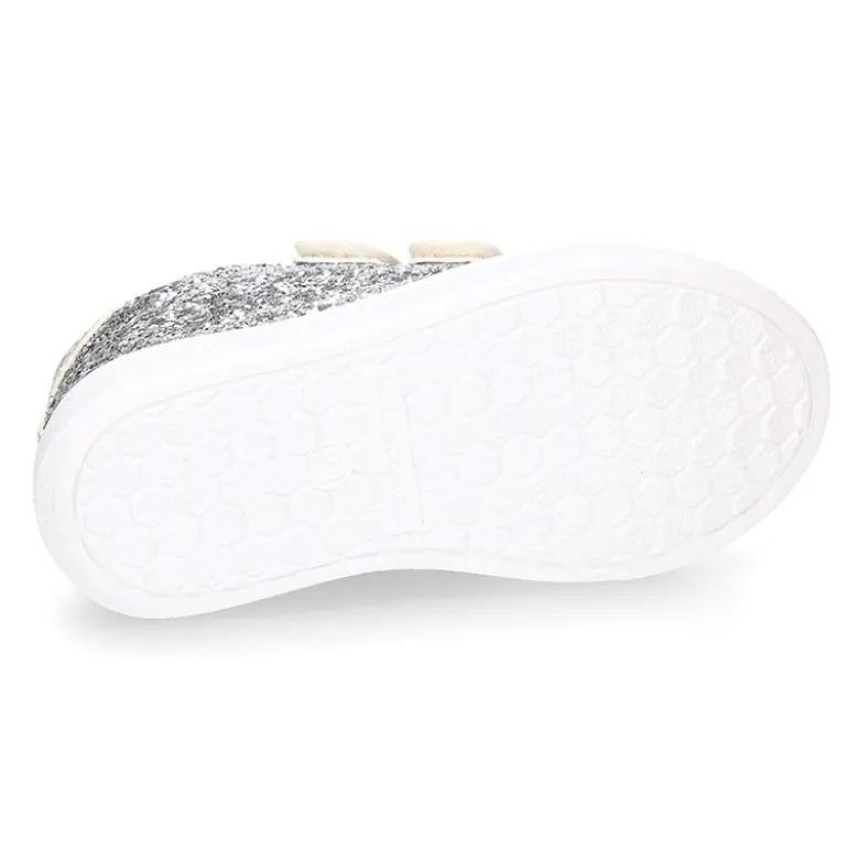 Zapatilla niña OKAA sin cordones en piel con GLITTER.