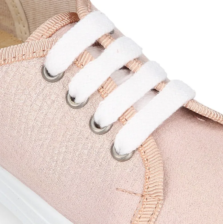 Zapatilla niñas con cordones en LONA METALIZADA.