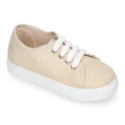 Zapatilla niñas con cordones en LONA METALIZADA.