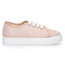 Zapatilla niñas con cordones en LONA METALIZADA.