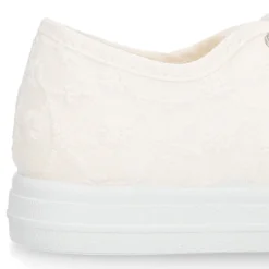 Zapatilla niñas en lona algodón en color blanco con BORDADOS.