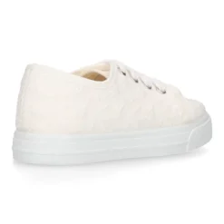 Zapatilla niñas en lona algodón en color blanco con BORDADOS.