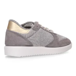 Zapatilla niña tipo tenis con cordones en lona punto con piel serraje.