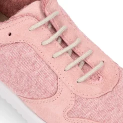 Zapatilla niña tipo tenis con cordones en lona punto con piel serraje.