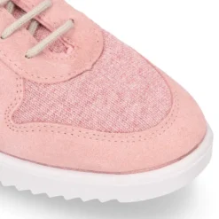 Zapatilla niña tipo tenis con cordones en lona punto con piel serraje.