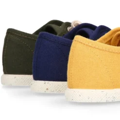 Zapatilla niño con puntera y cordones elásticos en lona algodón RECICLADO..