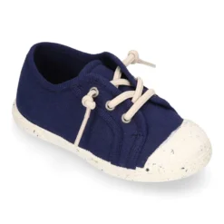 Zapatilla niño con puntera y cordones elásticos en lona algodón RECICLADO..