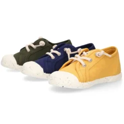 Zapatilla niño con puntera y cordones elásticos en lona algodón RECICLADO..