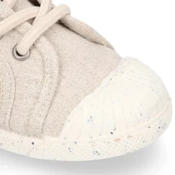 Zapatilla niño con puntera y cordones elásticos en lona algodón RECICLADO en colores suaves.