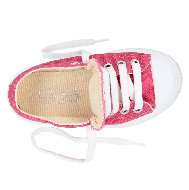 Zapatilla niños CASUAL OKAA con puntera y cordones en color Rosa Francés.