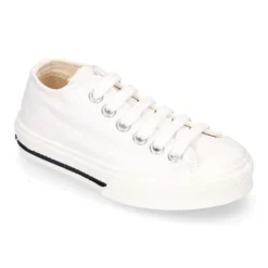 Zapatilla niños CASUAL OKAA con puntera y cordones en color blanco.