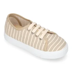 Zapatilla niños con cordones en lona algodón con RAYAS.
