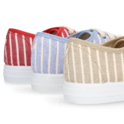 Zapatilla niños con cordones en lona algodón con RAYAS.