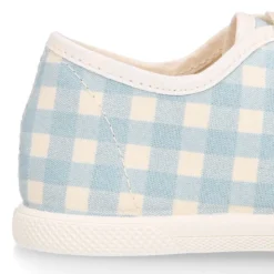 Zapatilla niños con cordones lazo y puntera en VICHY.