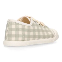 Zapatilla niños con cordones lazo y puntera en VICHY.