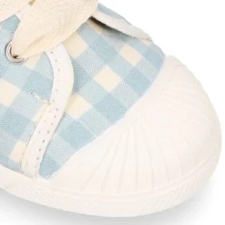 Zapatilla niños con cordones lazo y puntera en VICHY.