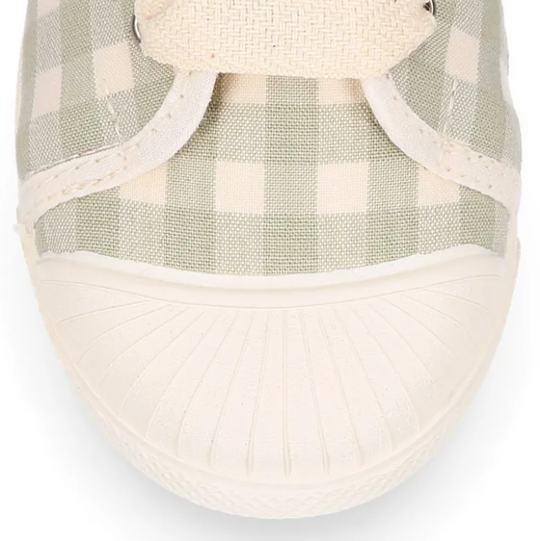 Zapatilla niños con cordones lazo y puntera en VICHY.