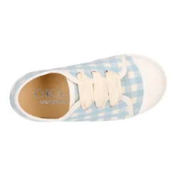 Zapatilla niños con cordones lazo y puntera en VICHY.