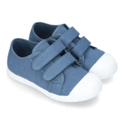 Zapatilla niños con puntera y sin cordones en lona algodón.