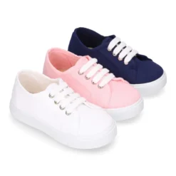 Zapatilla niños en ALGODÓN RECICLADO para vestir con cordones.