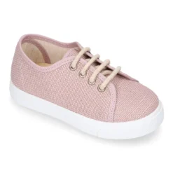 Zapatilla niños en LINO para vestir con cordones.