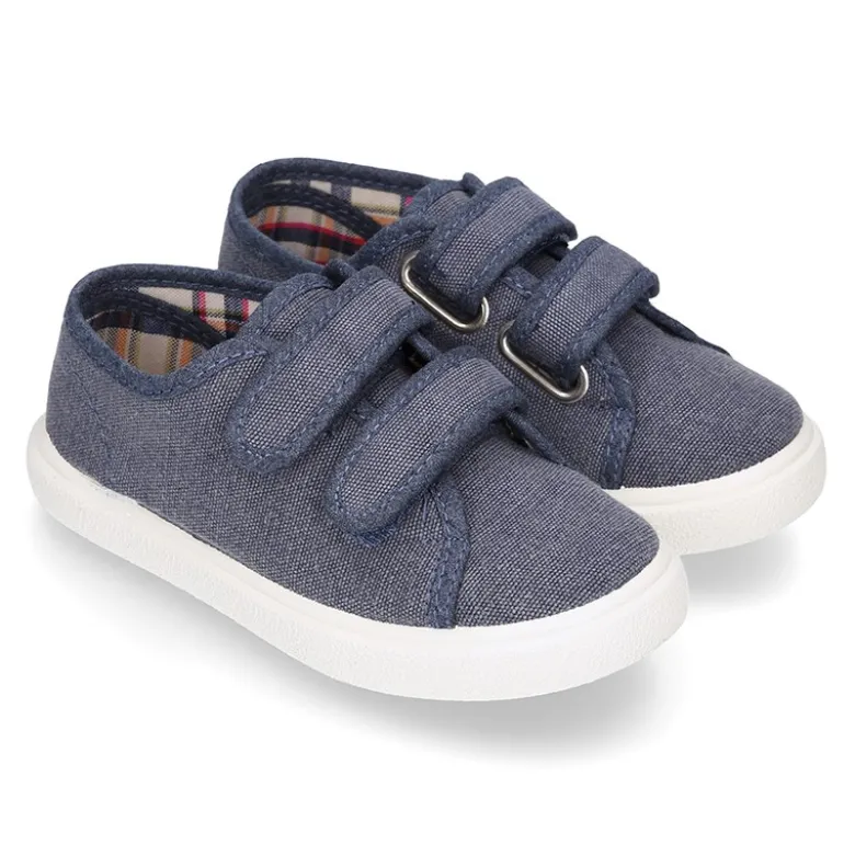 Zapatilla niño sin cordones en lona algodón LAVADA.