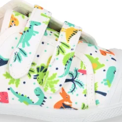 Zapatilla niño sin cordones en lona algodón estampado DINOS y puntera.