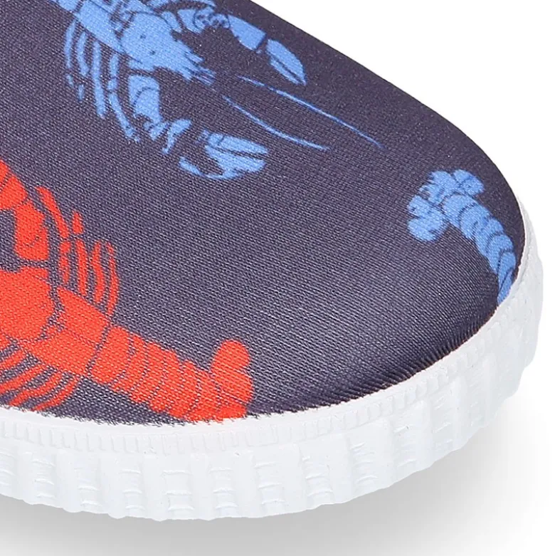 Zapatilla niños NEOPRENO con diseño con LANGOSTAS para playa y piscina.