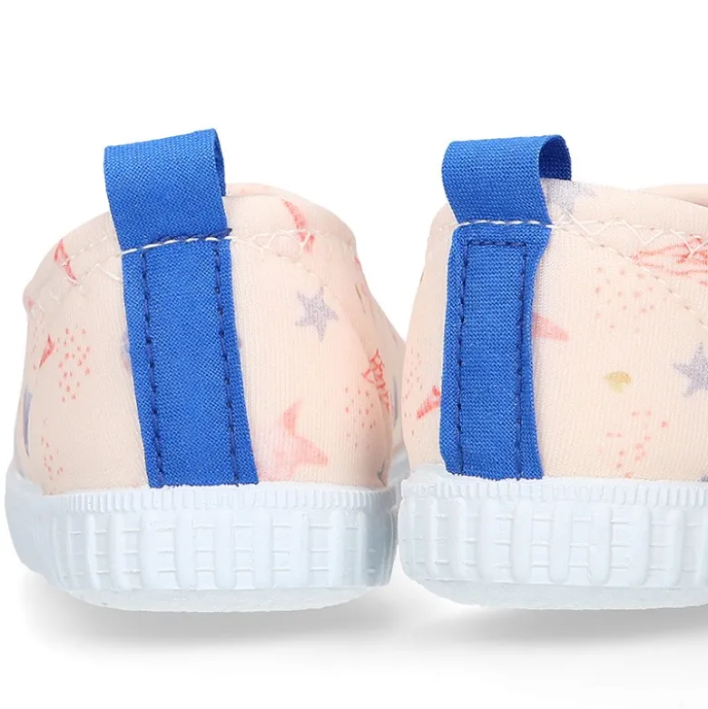 Zapatilla niños NEOPRENO con diseño con CONCHAS para playa y piscina.