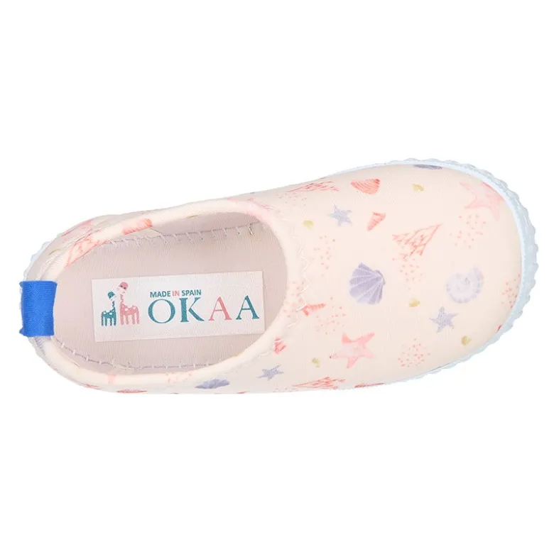 Zapatilla niños NEOPRENO con diseño con CONCHAS para playa y piscina.