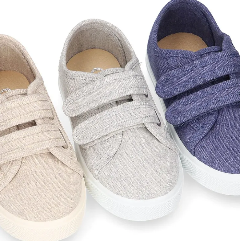 Zapatilla niños sin cordones en lona ALGODÓN RECY para vestir.