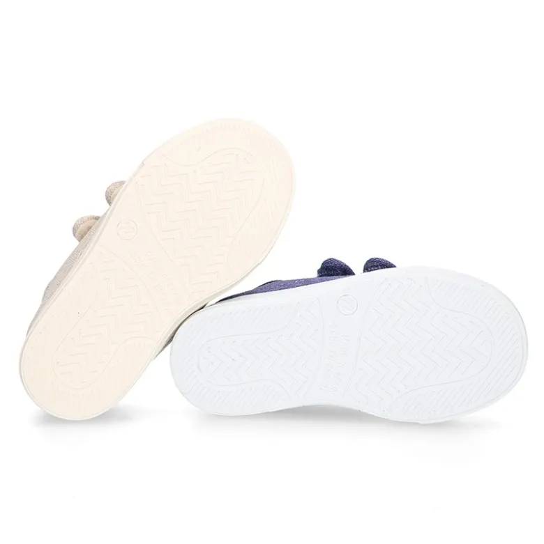 Zapatilla niños sin cordones en lona ALGODÓN RECY para vestir.