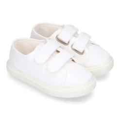 Zapatilla niños sin cordones en lona piqué algodón.