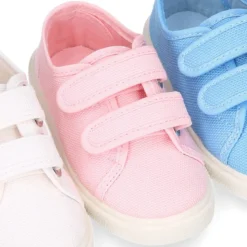 Zapatilla niños sin cordones en lona piqué algodón.