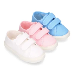 Zapatilla niños sin cordones en lona piqué algodón.