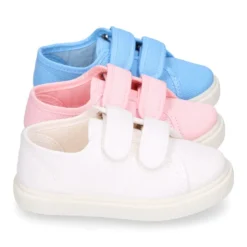 Zapatilla niños sin cordones en lona piqué algodón.