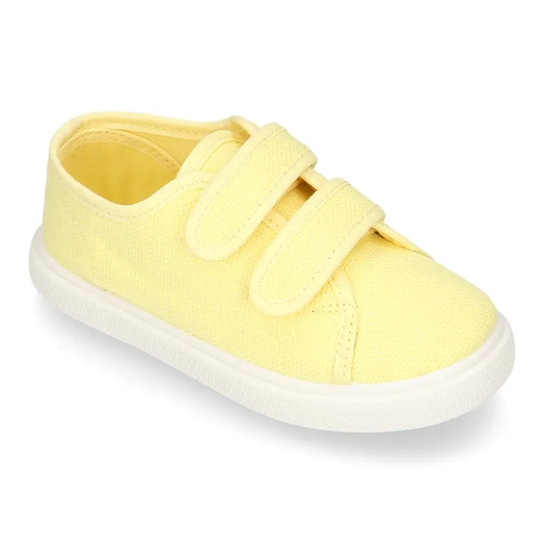 Zapatilla niños sin cordones en lona algodón LIMÓN.