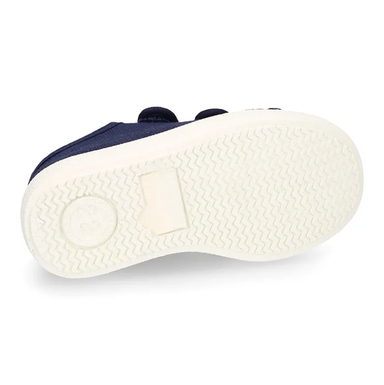 Zapatilla niños sin cordones en lona algodón MARINO.