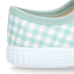 Zapatilla niños tipo Bamba con cordones en lona VICHY MENTA.