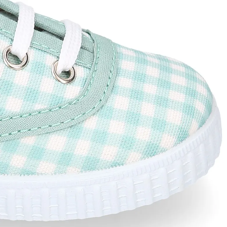 Zapatilla niños tipo Bamba con cordones en lona VICHY MENTA.