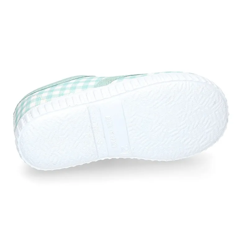 Zapatilla niños tipo Bamba con cordones en lona VICHY MENTA.