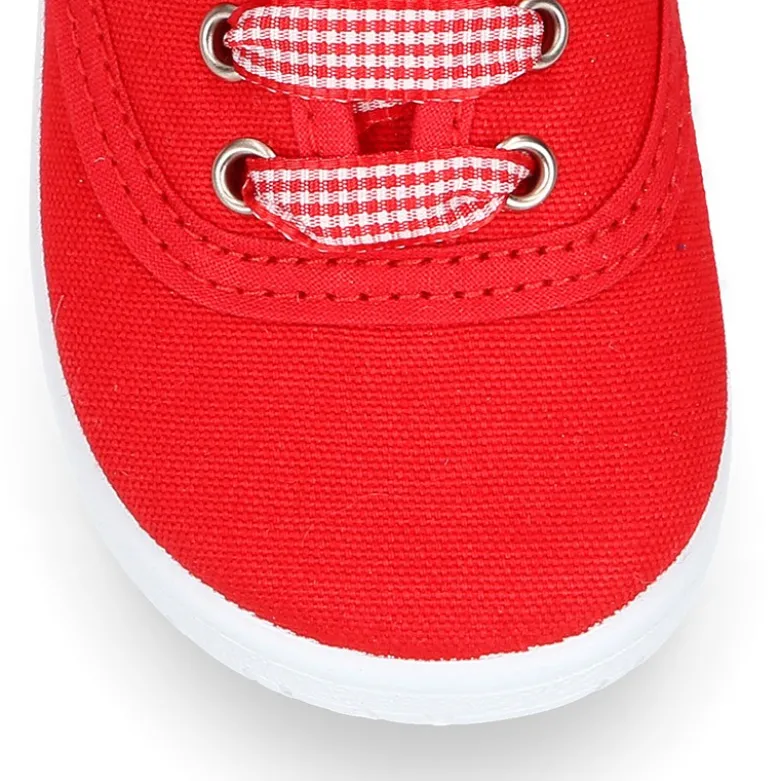 Zapatilla niños tipo bamba en lona con cordones VICHY.
