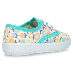 Zapatilla o bamba en lona con dibujos de flores para niños y niñas.