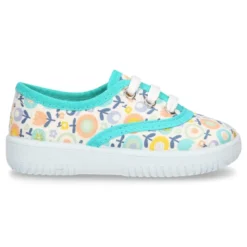 Zapatilla o bamba en lona con dibujos de flores para niños y niñas.
