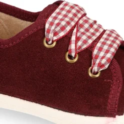 Zapatilla o Bamba niños con cordones lazo VICHY y puntera en piel serraje.