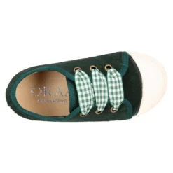 Zapatilla o Bamba niños con cordones lazo VICHY y puntera en piel serraje.