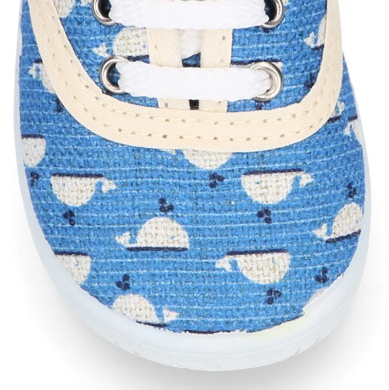 Zapatilla o Bamba niños en lona con BALLENAS.