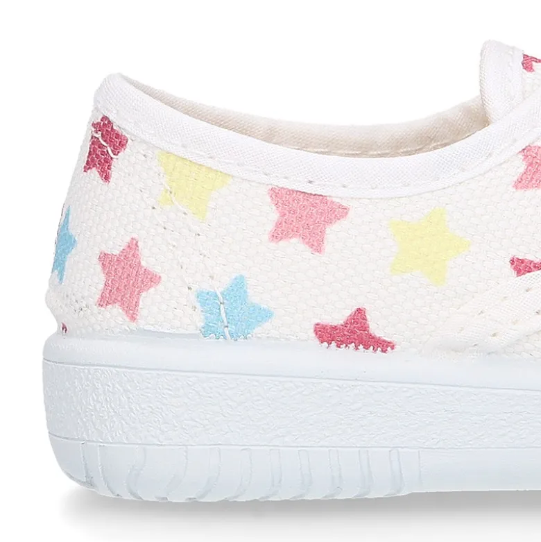 Zapatilla o Bamba niños en lona con ESTRELLAS MULTICOLOR.