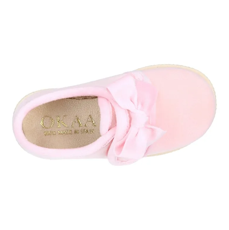 Zapatillas casa niña en lana suave con cierre adherente y LAZO.